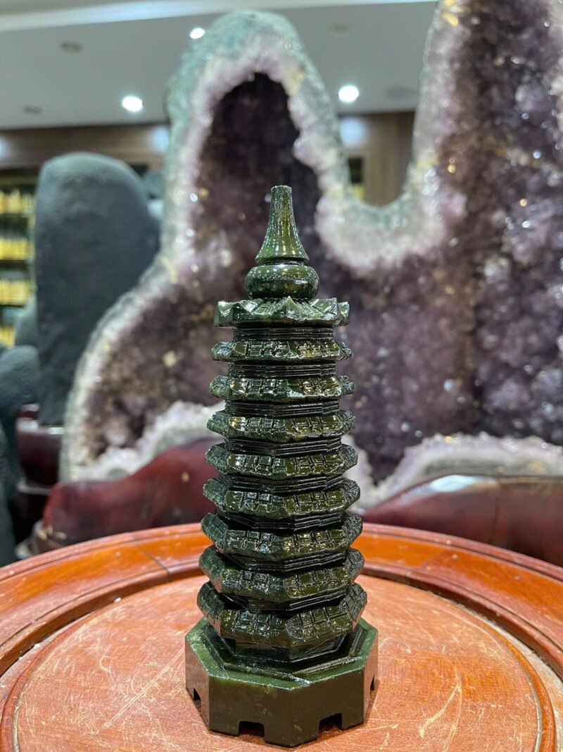 Tháp Văn Xương Đá Serpentine KT 18x7cm - Ảnh 2