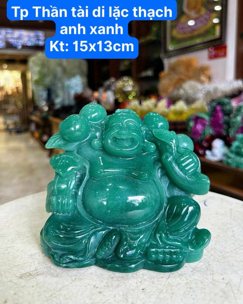 Tác Phẩm Thần Tài Di Lặc Thạch Anh Xanh Kt 15x13cm - Ảnh 4