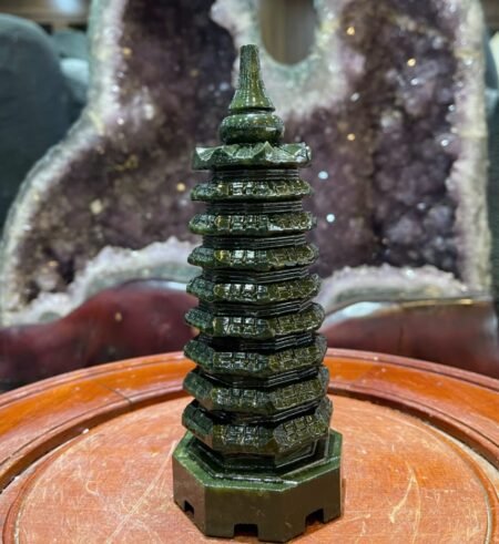 Tháp Văn Xương Đá Serpentine KT 18x7cm