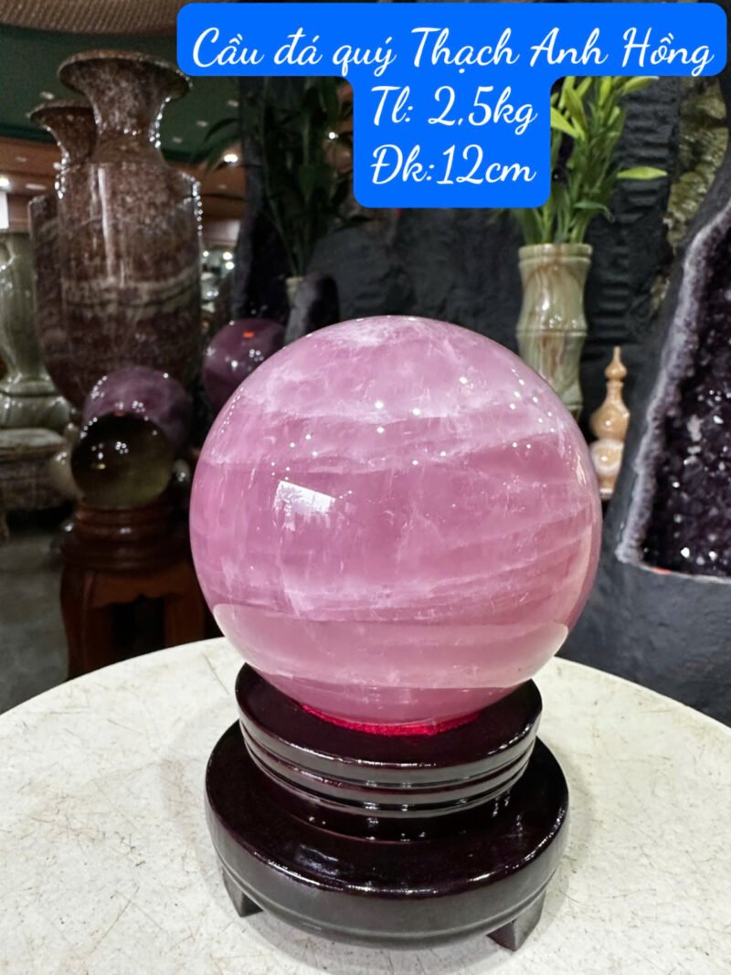 Cầu đá quý Thạch Anh Hồng Tl 2,5kg Đk12cm - Ảnh 4
