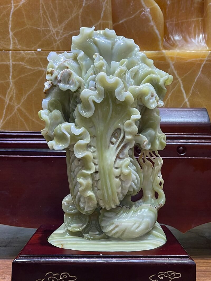 Tác phẩm cải thảo phú quý ngọc onyx xanh Kt 32x18cm - Ảnh 2