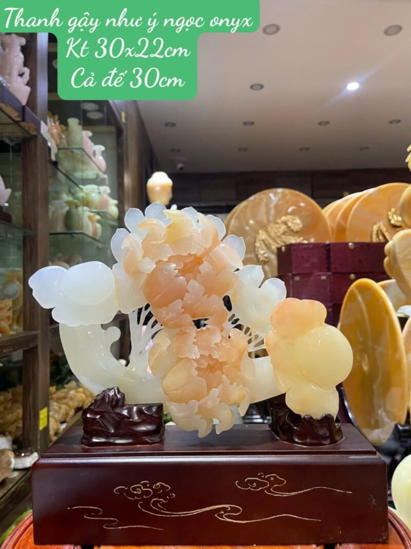 Thanh Gậy Như Ý Ngọc Onyx – Biểu Tượng Phong Thủy Cầu May Mắn & Tài Lộc (Kích thước 30x22cm) - Ảnh 3