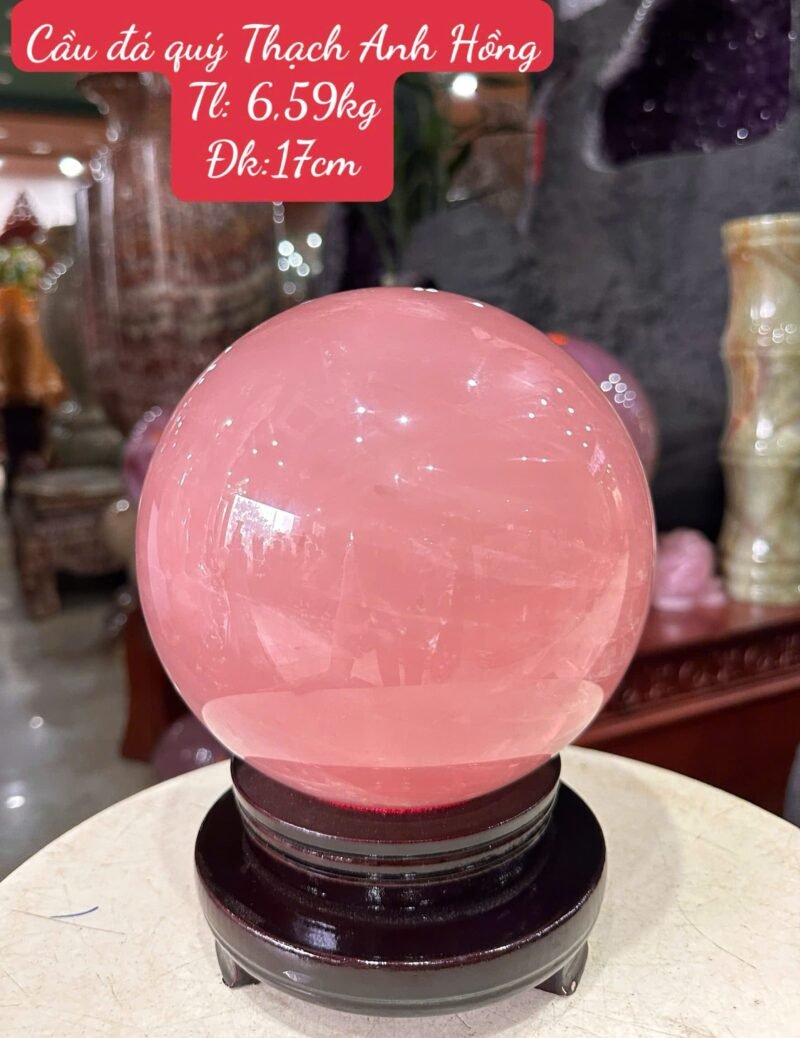 Cầu Đá Quý Thạch Anh Hồng – Biểu Tượng Tình Yêu, Hạnh Phúc & Năng Lượng Tích Cực (TL 6,59kg | ĐK 17cm) - Ảnh 2
