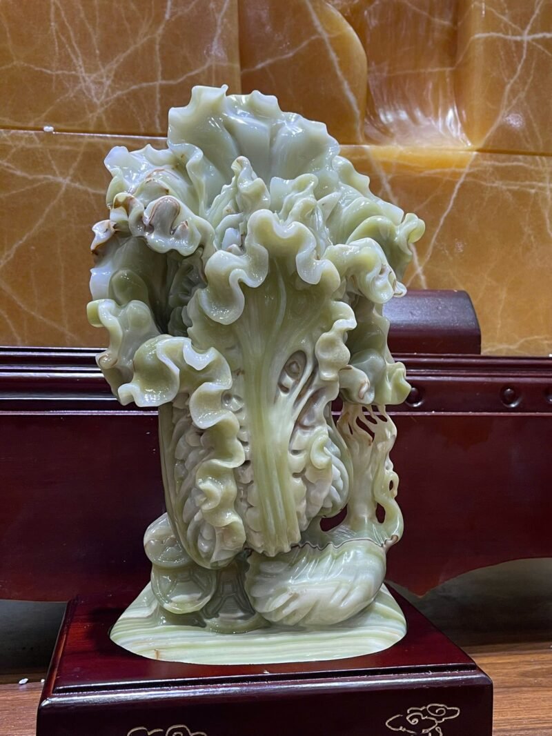 Tác phẩm cải thảo phú quý ngọc onyx xanh Kt 32x18cm - Ảnh 4