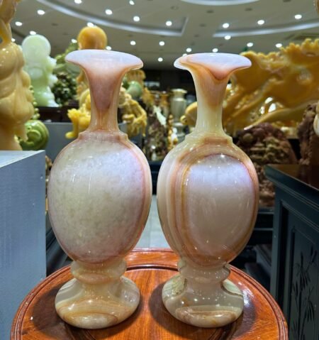 Cặp Lục Bình Tài Lộc Mắt Thiên Nhãn Ngọc Onyx KT 33x15cm