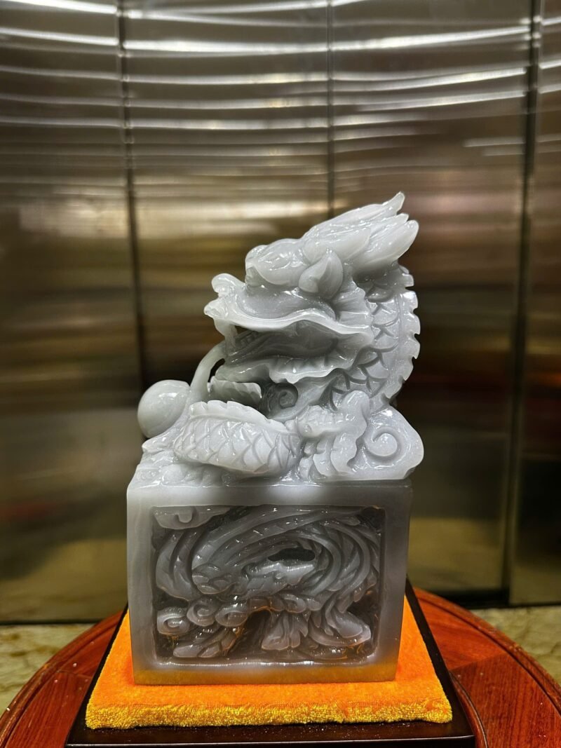 Tác Phẩm Ấn Rồng Ngọc Onyx Xám – Biểu Tượng Quyền Uy & Tài Lộc (Kích thước 22x12cm) - Ảnh 4
