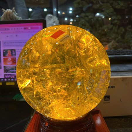 Cầu Đá Quý Thạch Anh Vàng Tự Nhiên VIP - Trọng Lượng 8.69kg - Đường Kính 19cm