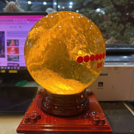 Cầu Đá Quý Thạch Anh Vàng Tự Nhiên VIP - Trọng Lượng 10 kg - Đường Kính 19cm