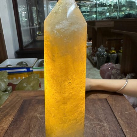 Trụ Tinh Thể Thạch Anh Vàng Tự Nhiên 2,9kg – Kích Thước 27x8,5cm