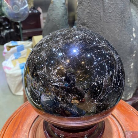 Cầu Đá Quý Thạch Anh Đen – Đường kính 18cm, Trọng lượng 7,89kg