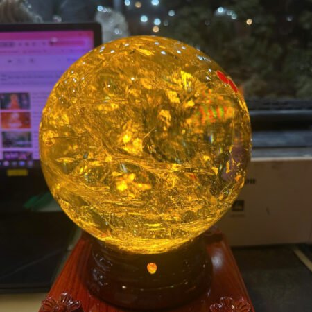 Cầu Đá Quý Thạch Anh Vàng Tự Nhiên VIP - Trọng Lượng 9.26 kg - Đường Kính 18cm