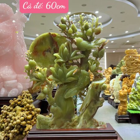 Tác Phẩm Hoa Khai Phú Quý Ngọc Onyx Xanh – Vượng Khí, May Mắn & Hạnh Phúc