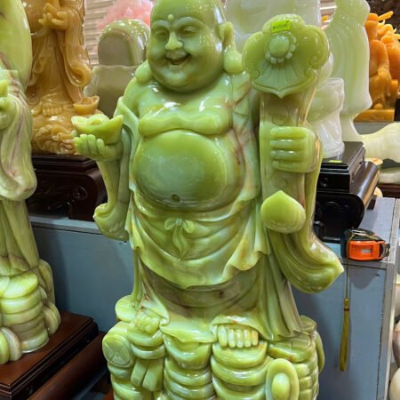 Tác Phẩm Phật Di Lặc Ngọc Onyx KT 70x45cm – Biểu Tượng Hỷ Lạc & Phú Quý