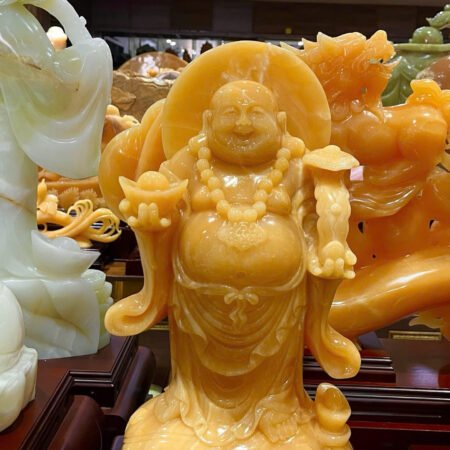 Tác phẩm Tượng Phật Di Lặc Chất liệu - Ngọc Hoàng Long - Kích thước 49 x 27 cm