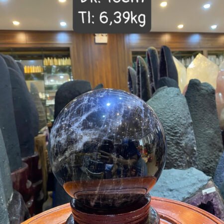 Cầu Đá Quý Thạch Anh Đen – Đường kính 16cm, Trọng lượng 6,39kg