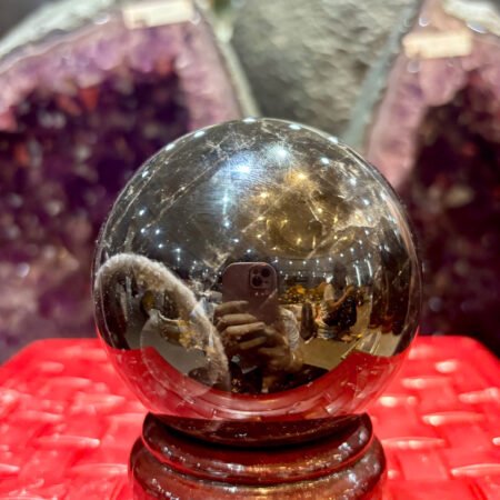 Cầu Đá Quý Thạch Anh Đen Tự Nhiên VIP - Trọng Lượng 805gr - Đường Kính 8.5cm