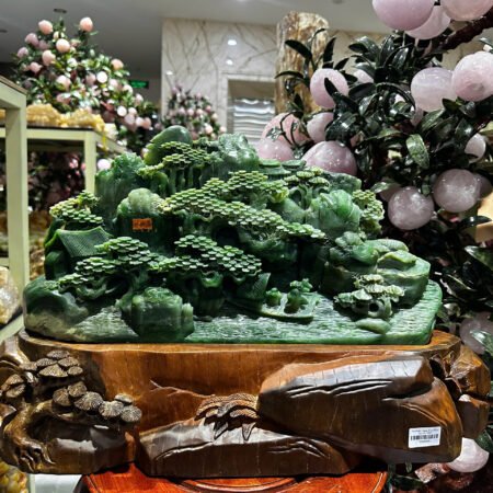 Tượng Bồng Lai Tiên Cảnh Ngọc Bích – KT 53x26x7cm – Biểu tượng cát tường, phúc lộc và trường thọ