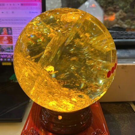 Cầu Đá Quý Thạch Anh Vàng Tự Nhiên VIP - Trọng Lượng 13.23 kg - Đường Kính 21cm