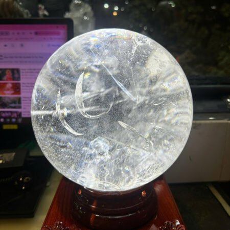 Cầu Đá Quý Thạch Anh Trắng Trong VIP - Trọng Lượng 12.22kg - Đường Kính 20.5cm